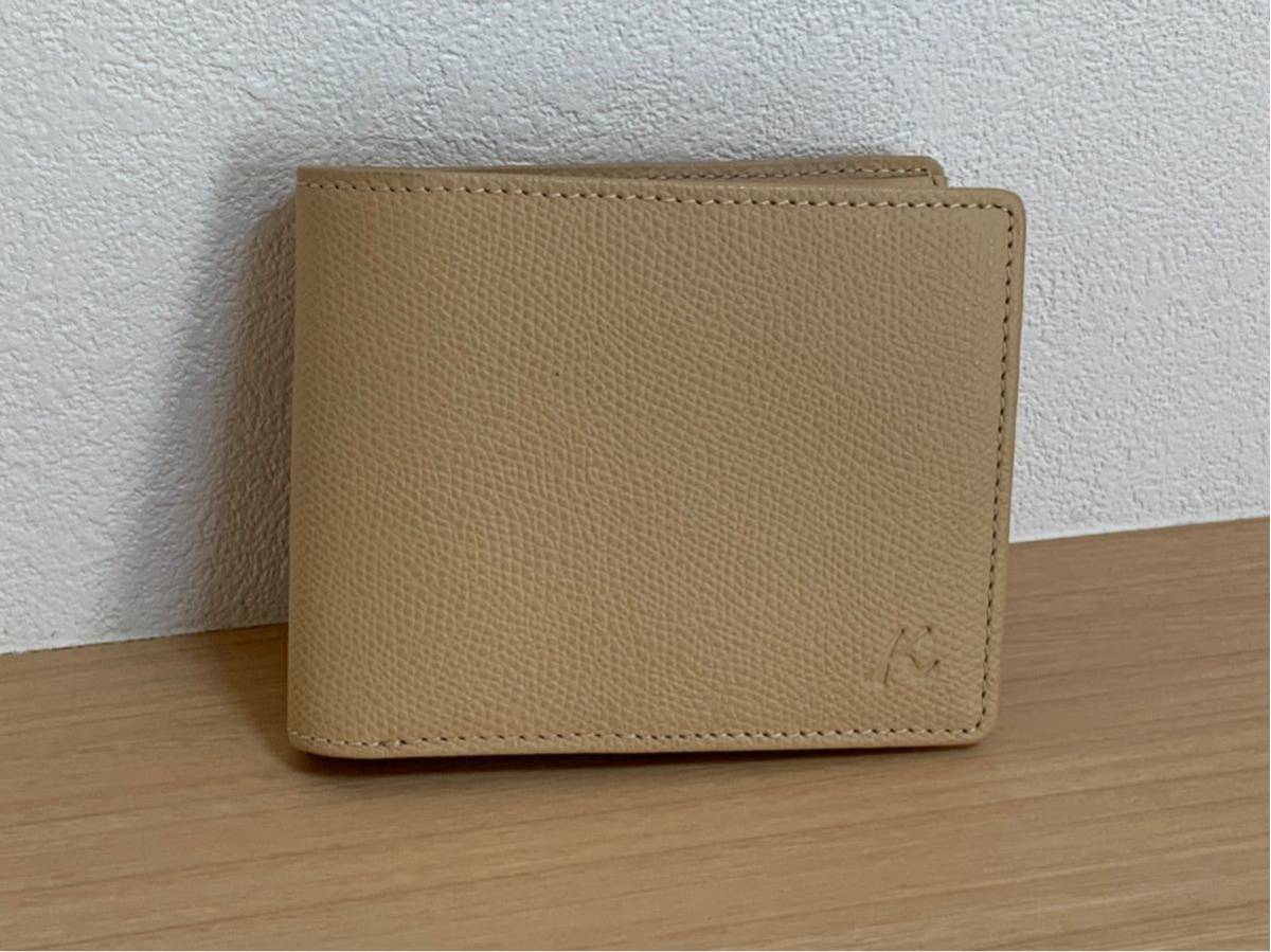 X62☆未使用♪Kitamura/キタムラ 二つ折り財布☆ベージュ色☆ウォレット☆