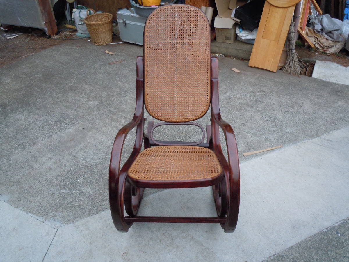 yt1853ジ ヴィンテージ家具 ロッキングチェア ラタン張り ② ベント