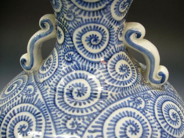花器 花瓶 - 壺 飾壺 花生 飾長花瓶 染付唐草模様図 ☆陶磁器