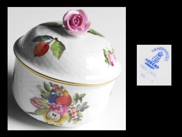 お得，新品 n351 HEREND ヘレンド フルーツコンポジション バラ摘み ボックス 蓋物 小物入れ(ヘレンド)｜売買されたオークション情報、yahooの商品情報をアーカイブ公開 - オークファン ヘレンド