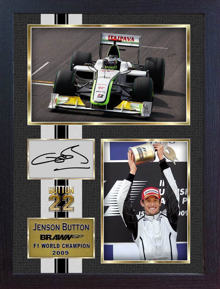 ★送料無料・F1 Jenson Button・ジェンソン・バトン フレーム付き　ポスター　32.5×24㎝