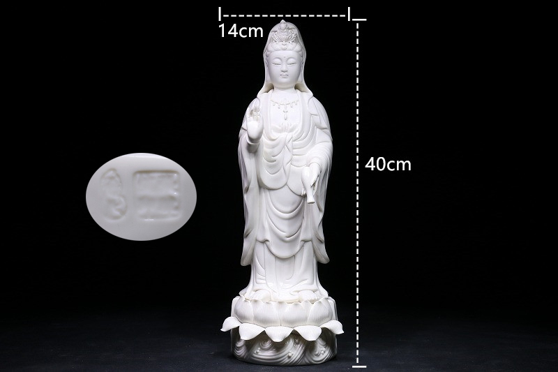 徳化窯白磁 持瓶観音像 極上品 高40cm AW51AAA01A 徳化窯：白磁観音像