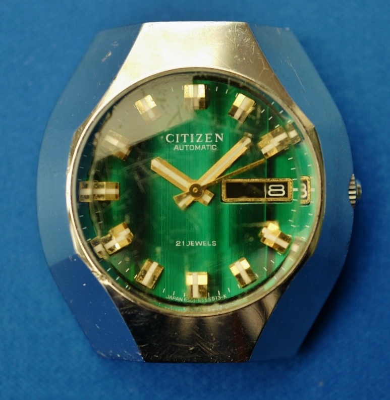 ジャンク 動品 CITIZEN AUTOMATIC 21Jewels シチズン 自動巻き 21石 カットガラス