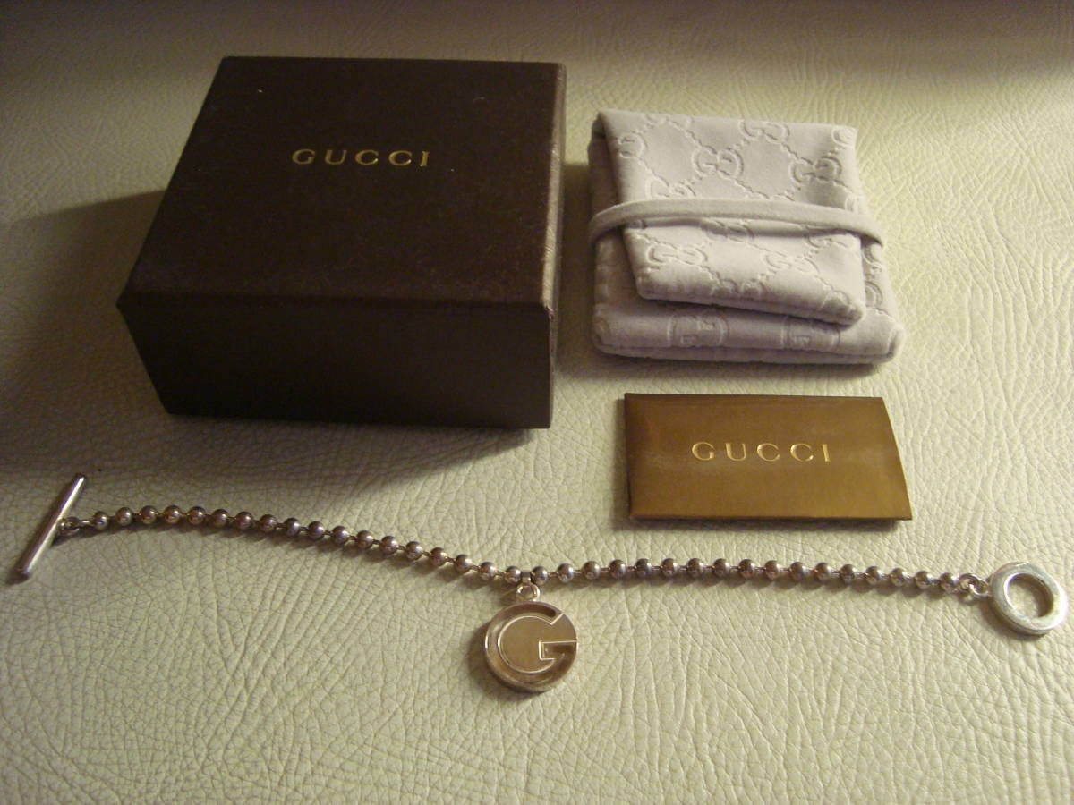 美品/GUCCI/グッチ/ブレスレット/ボールチェーン/Gロゴ/プレート 