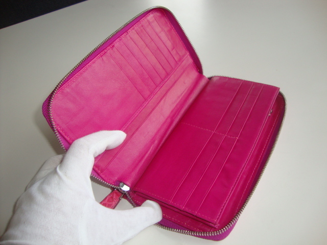 新品 クロコダイル 本物 一枚革 ラウンド 長財布 ワシントン条約 