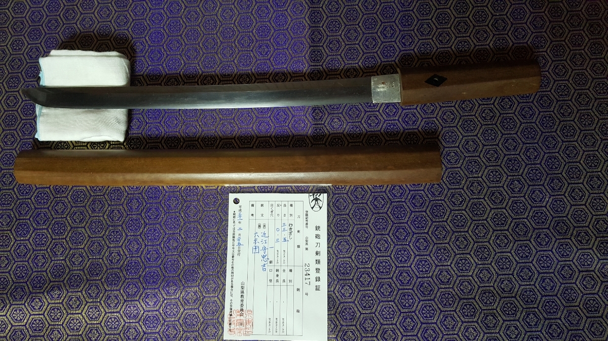 脇差 わきざし 在銘 刀剣 摂津守忠行 F1103武具 日本刀 脇指 45.8