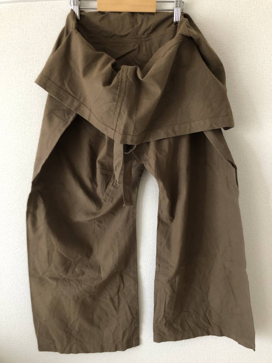 イギリス ビンテージ ラップパンツ タイパンツ パジャマパンツ コットンリネン ブラウン Kiko Kostadinov sunsea sulvam tuki