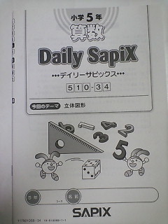 サピックス SAPIX＊デイリーサピックス＊5年 小5＊算数・全37