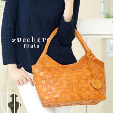 ☆ 最安値 送料無料 Zucchero filato(ズッケロ フィラート) メッシュレザー トートバッグ「Baguette」 48228 ブラウン ☆
