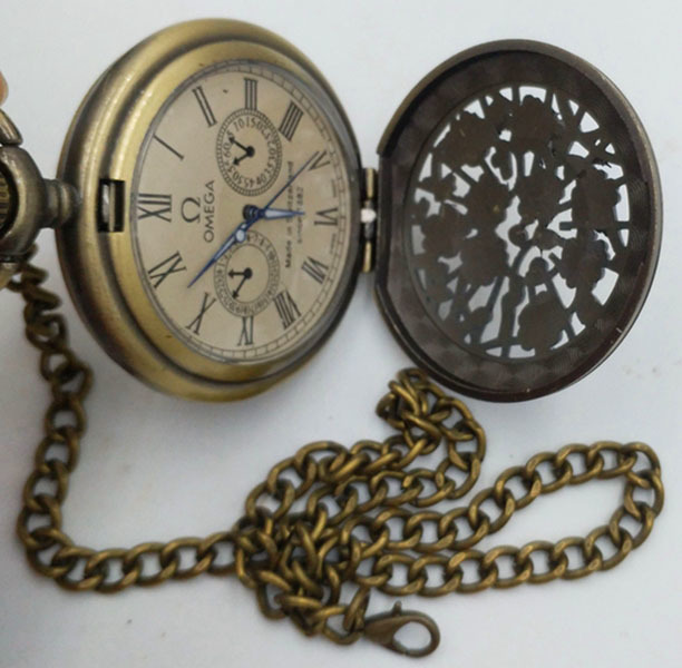 スイス1882年 オメガクリスタルボール懐中時計 手巻 動作確認済 総量目