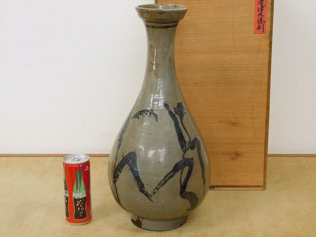 絵唐津 草文大徳利 江戸初期