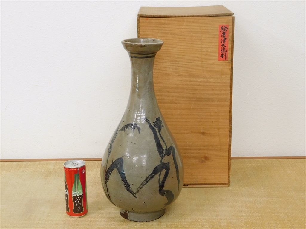 絵唐津 草文大徳利 江戸初期