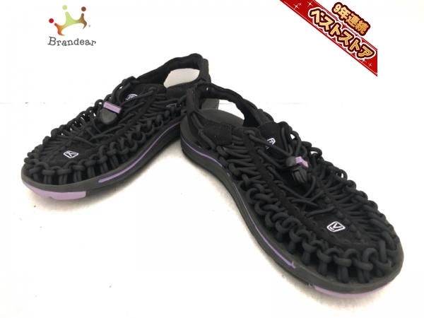 キーン KEEN サンダル 23 化学繊維×ラバー 黒×パープル レディース 靴