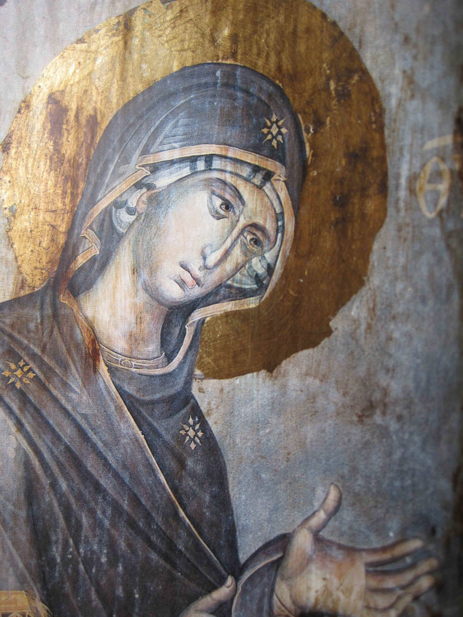 詳細不明 キリスト像 聖母マリア像 キリスト教 アンティークイコン 聖