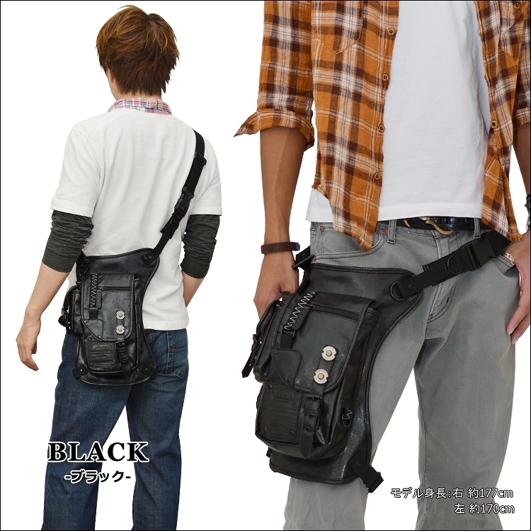 新品 DEVICE strong 2way レッグポーチ ブラック ショルダーバッグ
