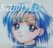 難有★送料無料★　手描きイラスト　セーラーマーキュリー　水野亜美　A4水彩紙 _3
