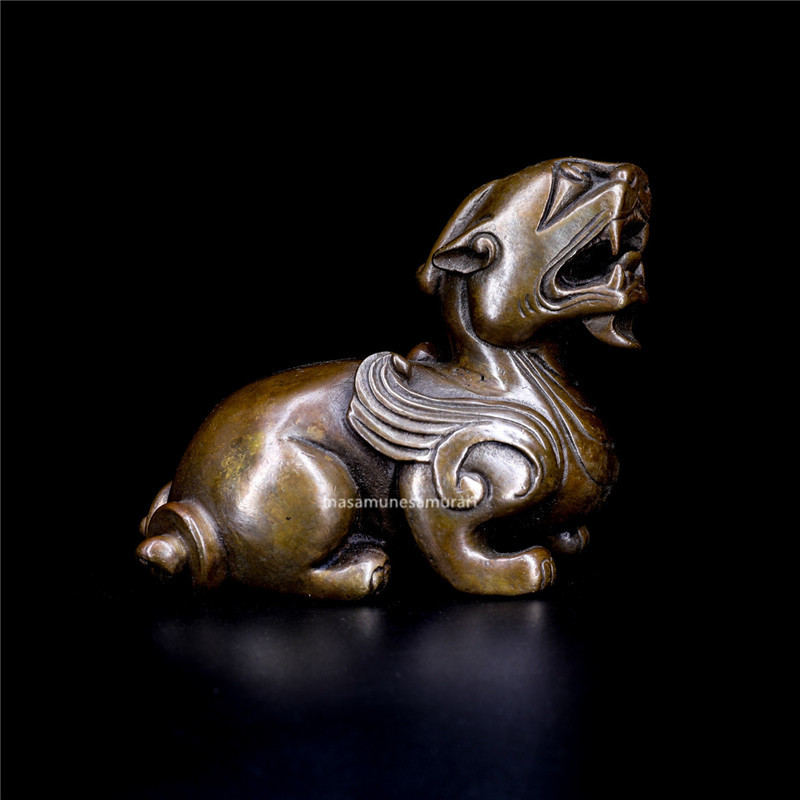 稀少 縁起物 麒麟仏像 神獣 キリン 仏教遺物 文房置物 銅製 骨董 古物