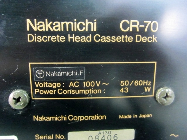 MTA68309 ナカミチ カセットデッキ CR-70 ジャンク品 直接お渡し歓迎 CR-70 ナカミチ Nakamichi ナカミチの考察(VOL.4)] 昭和 cr-70」(カセットデッキ