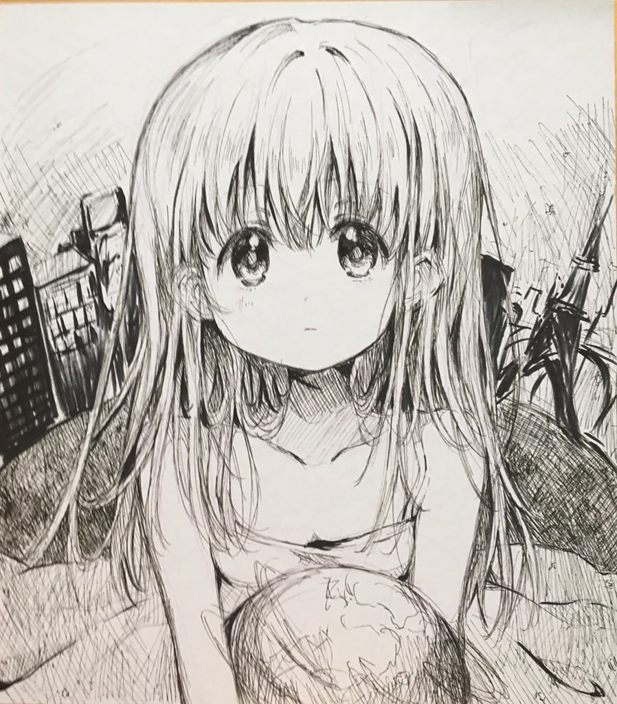 処分※同人手描きイラスト色紙 【オリジナル】過去絵モノクロ6枚  