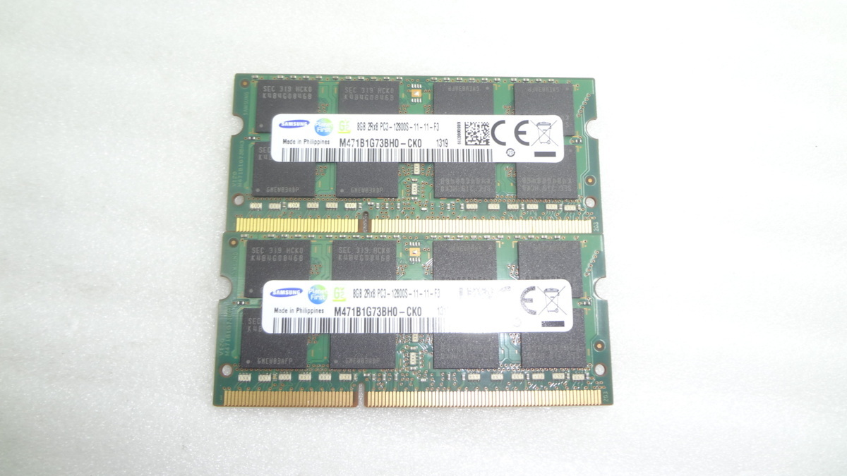 1円~ SAMSUNG DDR3 PC3L-12800S 8GB x 2枚セット 中古動作品(両+)