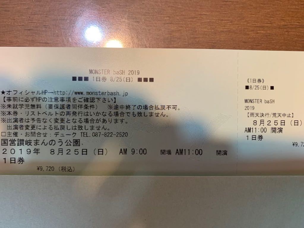 モンバス2019駐車券 専用 モンスターバッシュ2019 駐車券8/24（土