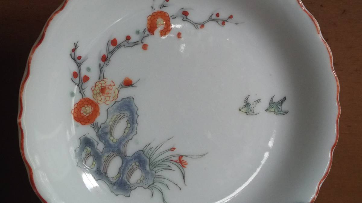 商品詳細 東洋古陶磁の前坂晴天堂 – 色絵花鳥文輪花皿（柿右衛門様式