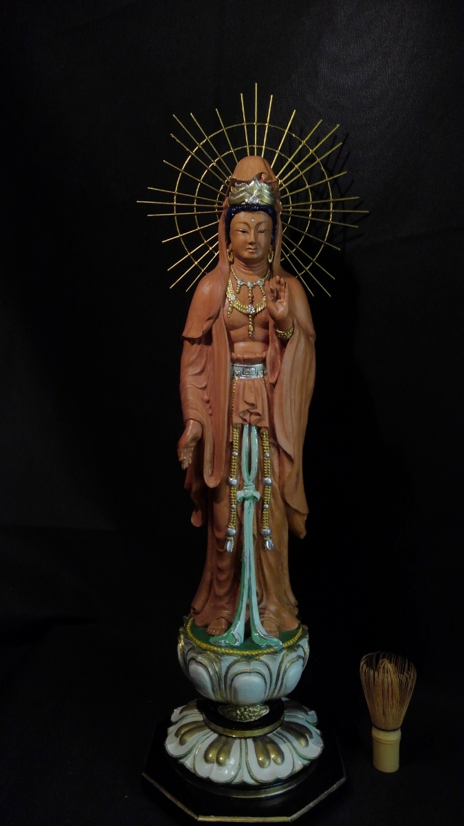 木彫 仏像 白衣観音 高72cm 観音菩薩 検(菩薩 如来 明王 仏教美術 東洋