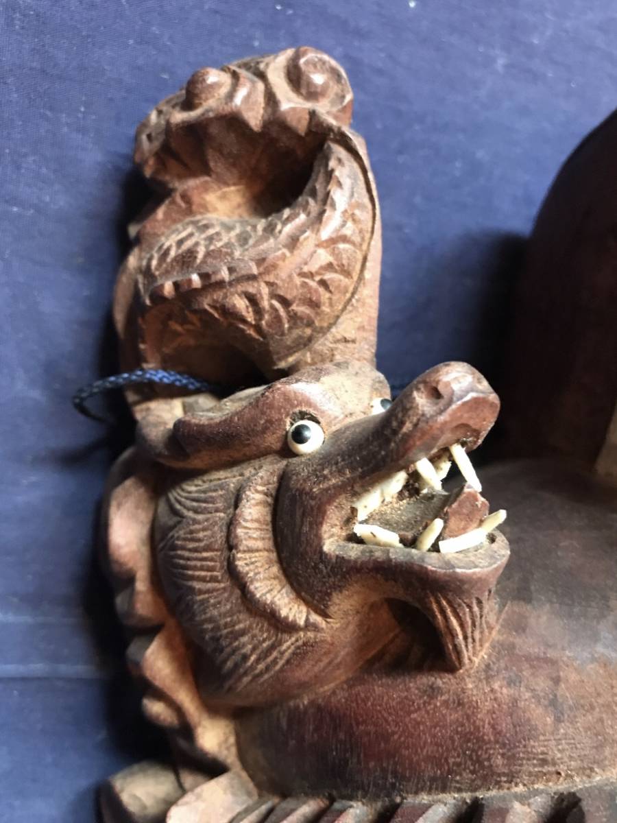 中国古美術　木彫帝王面　紫檀　銘有『仁』_4