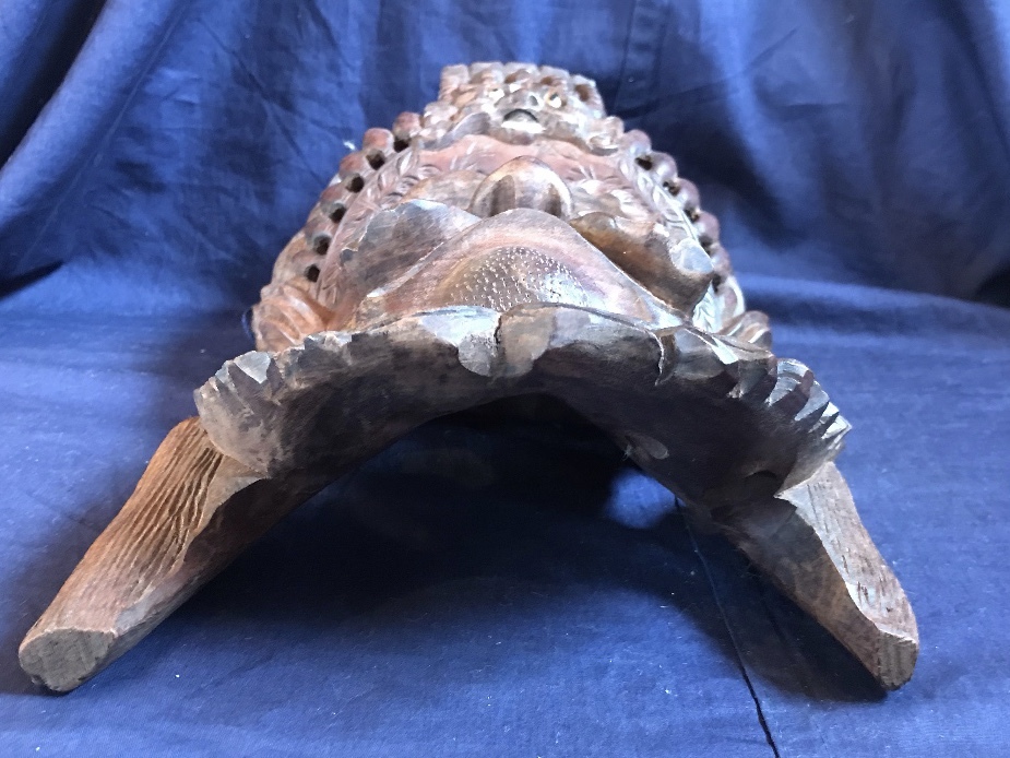 中国古美術　木彫帝王面　紫檀　銘有『仁』_8