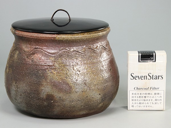979Y. 時代茶道具 古備前 袋形 水指 売切札付属 合箱 / 古美術品壷壺水差