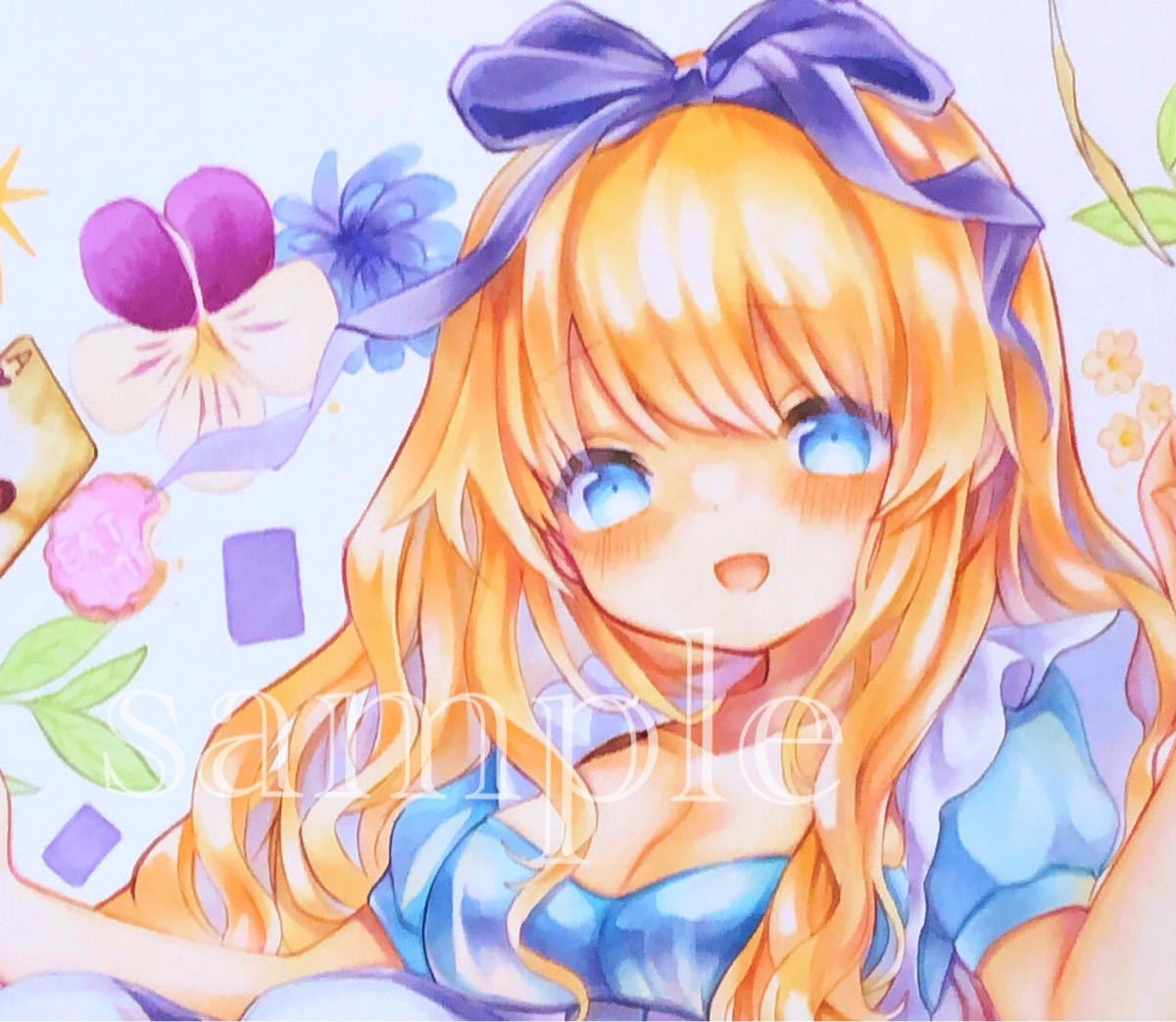 手描きイラスト ◇ 不思議の国のアリス ◇ コピック 大色紙(手描き