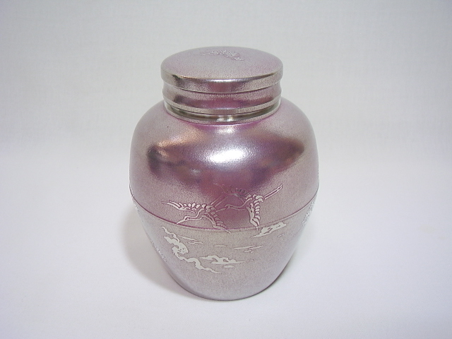 1092  1091  煎茶道具 薩摩錫器さつま岩切 登六作　梅松木文茶壷　茶入 1092 1091 煎茶道具 薩摩錫器さつま岩切 登六作 梅松木文茶壷 茶入