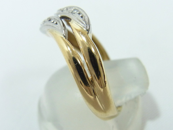 PT900 K18 ダイヤモンドリング md0.02ct 3.0g 13号 縦幅：約9.3mm コンビ