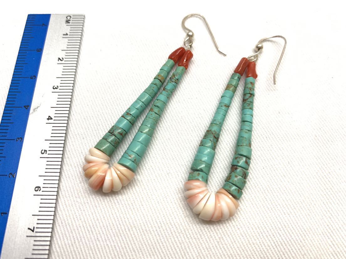 未使用 Santo domingo/サントドミンゴ ターコイズピアス ローズ・ロヴァート作 インディアンジュエリー_2