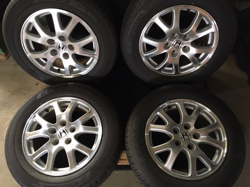 2019年製ヨコハマバリ山 RB1オデッセイ 純正アルミ 16インチ 215/60R16 6.5j+55 5H PCD114.3 ハブ径63 M14 5穴 ピッチ114.3 ホイール