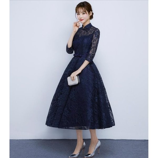 パーティー ドレス ワンピース 結婚式 袖あり レース ウェディング 大人 ロング丈 お呼ばれ 披露宴 二次会 卒業式 成人式