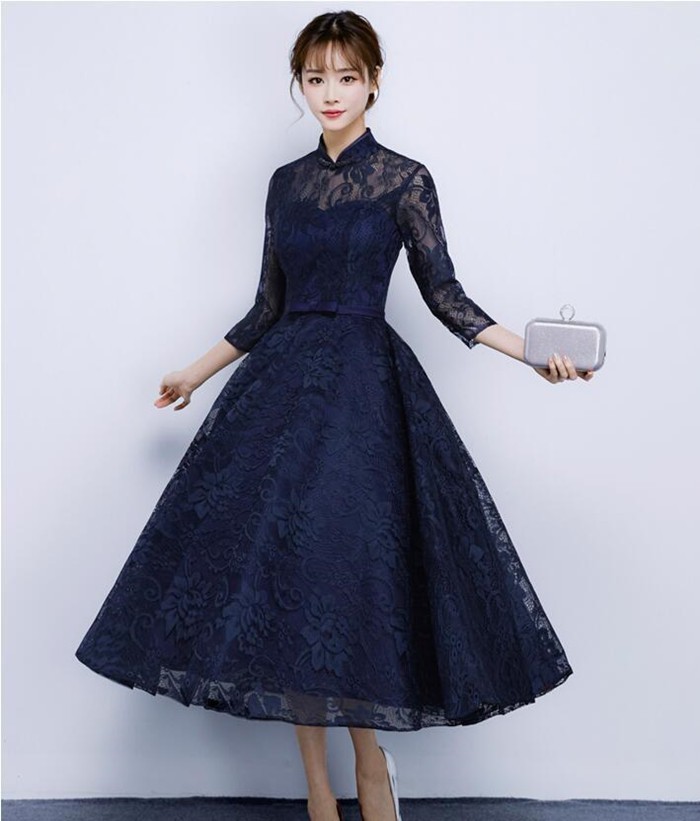 パーティー ドレス ワンピース 結婚式 袖あり レース ウェディング 大人 ロング丈 お呼ばれ 披露宴 二次会 卒業式 成人式