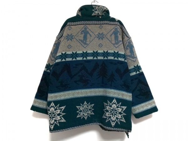 エルエルビーン L.L.Bean ブルゾン サイズL グレー×グリーン×ライトブルー メンズ 冬物 ジャケット (エルエルビーン) ブルゾン エルエルビーン 襟 00s エル・エル・ビーン・セーター・フリース・フルジップ・ジャケット