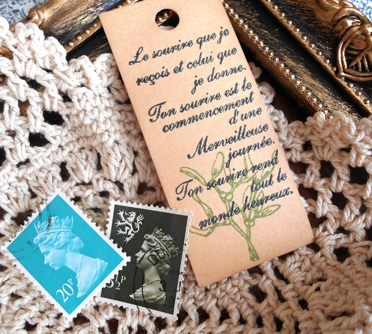 073★ヤドリギのワンポイントスタンプ スワッグ クリスマス 縁起物_2