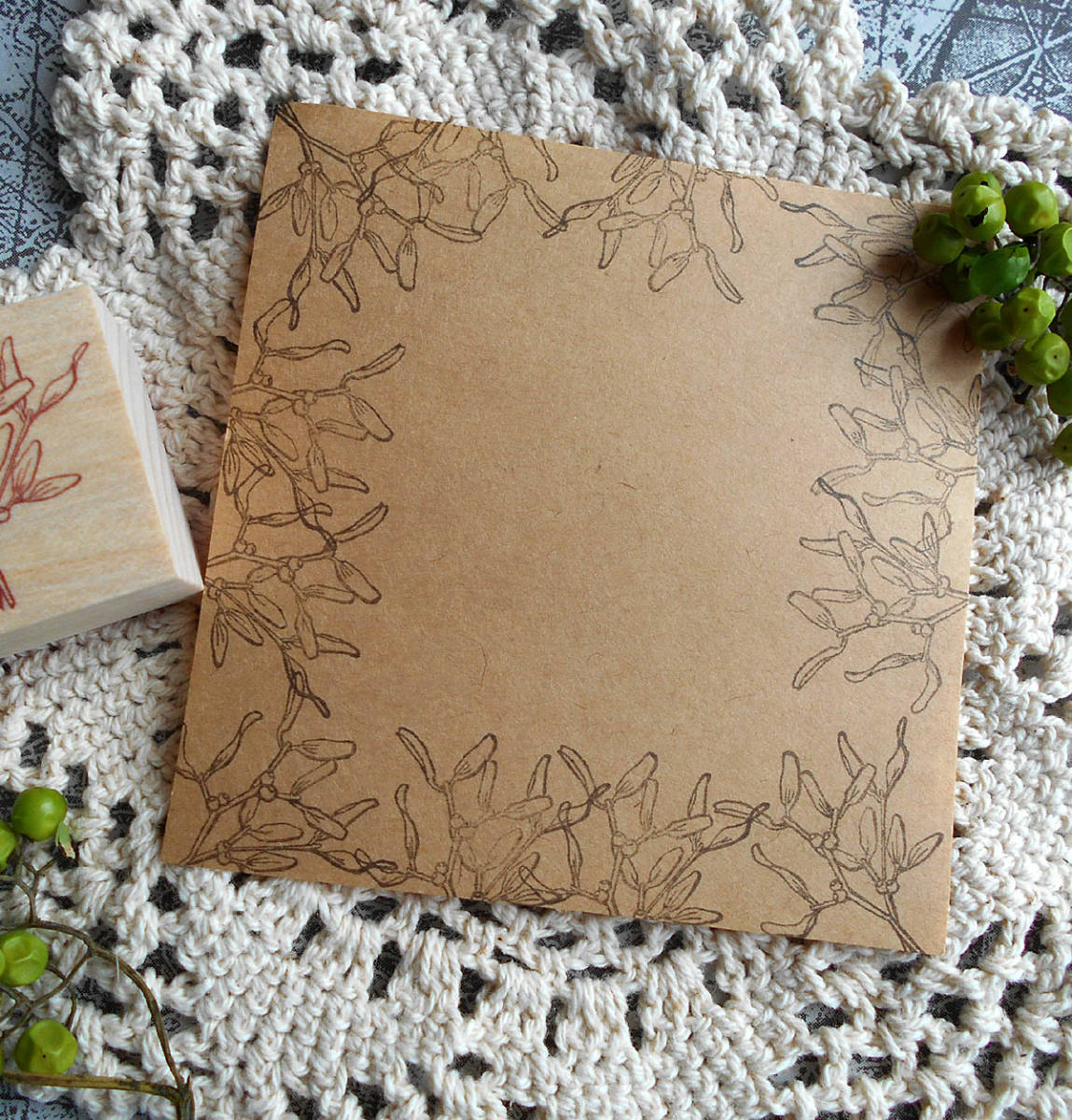 073★ヤドリギのワンポイントスタンプ スワッグ クリスマス 縁起物_3