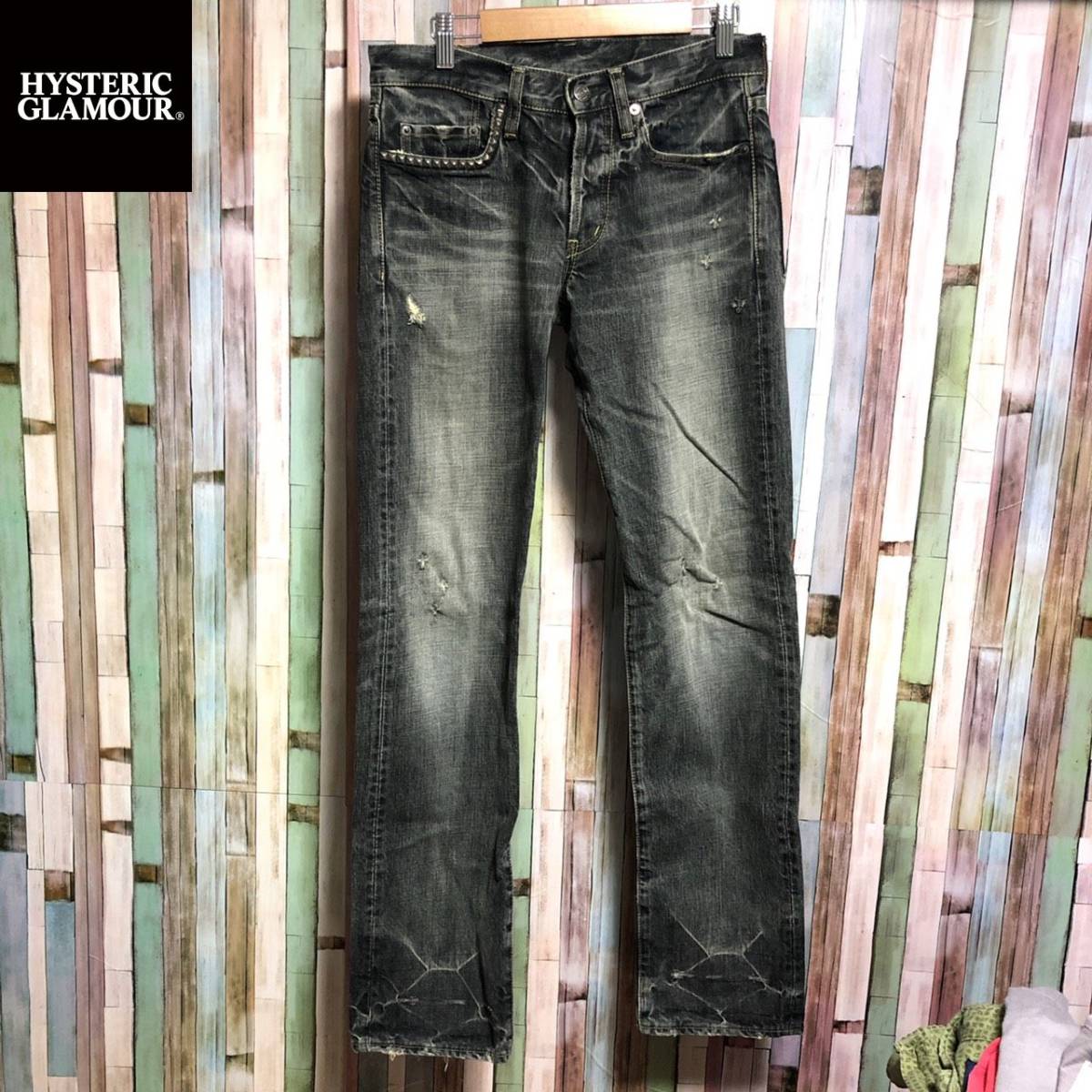 HYSTERIC GLAMOUR スタッズ ダメージ加工デニムパンツ | 2XLPRO.COM