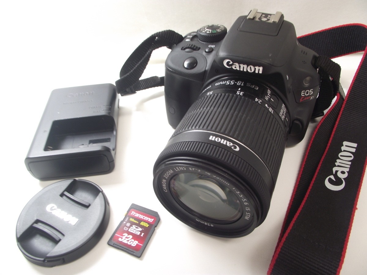 大黒屋【中古Ａ品】Canon デジタル一眼レフカメラ EOS Kiss X7 レンズキット EFS 18-55mm(充電器、SDカード付) 中古デジタル一眼カメラ