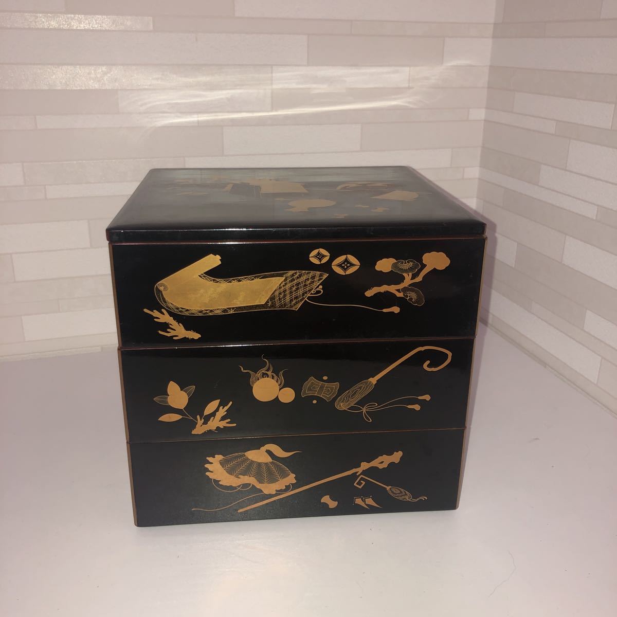 1000円～ 奥野雄山作 秋草蒔絵 平棗 茶道具 V008KM
