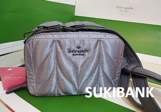 WKRU6201 KATESPADE 新作斜め掛け軽量Wジップ斜め掛け2役!艶やかキルトデザインが素敵!限定品!激安!機能的!新品本物!SV/ショップ袋付