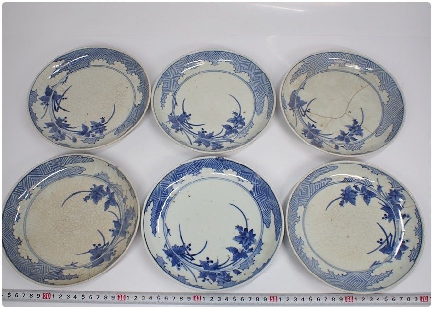 限定SALE，HOT 江戸中期 藍九谷草花図中皿6枚 直径：18.8㎝ C588 80サイズ(染付)｜売買されたオークション情報、yahooの商品情報をアーカイブ公開 - オークファン 伊万里、有田