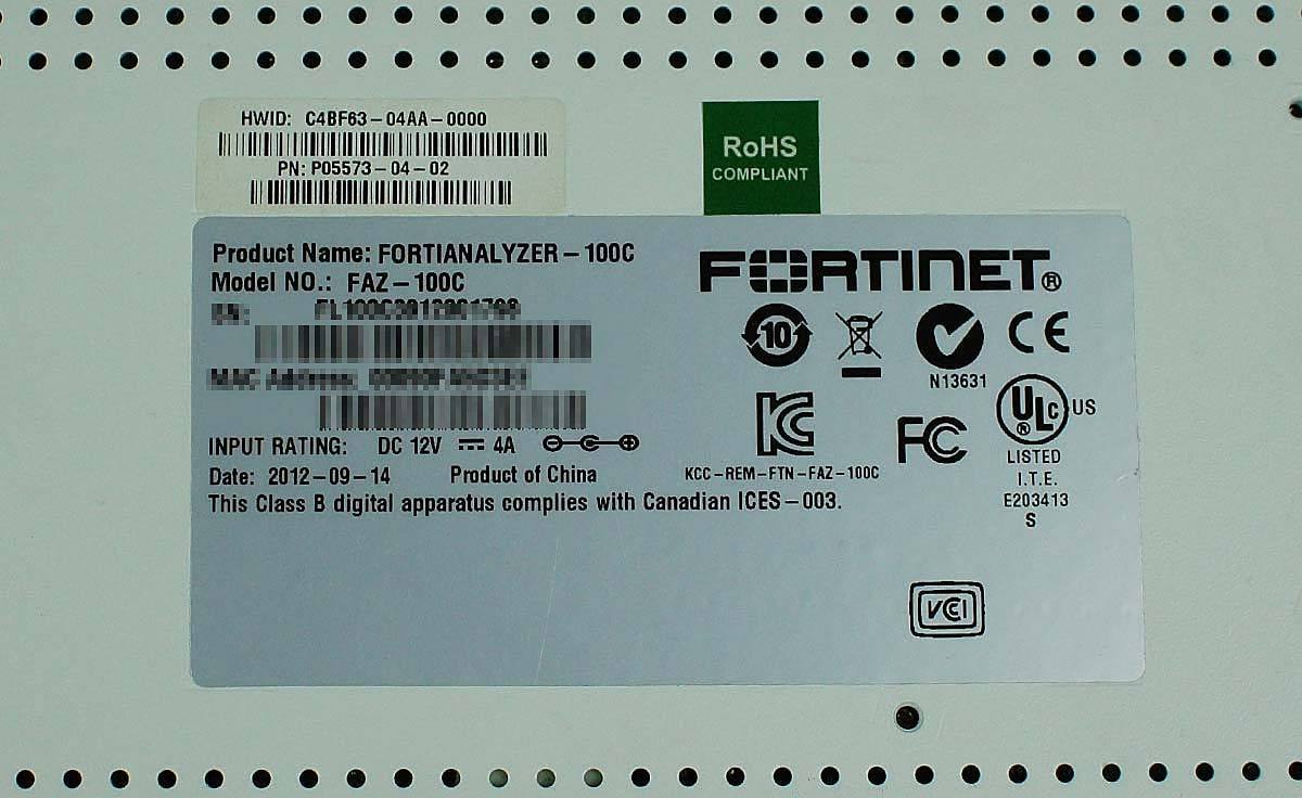 Fortinet FortiAnalyzer 周辺機器 ネットワンパートナーズ ZPC 保証有