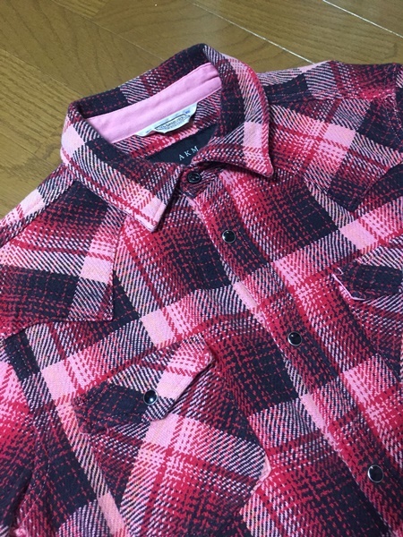 美品☆【AKM×FIVE BROTHER】コットンチェックシャツ M FIVE BROTHER (ファイブブラザー) フランネル ヘビー ライトフランネル