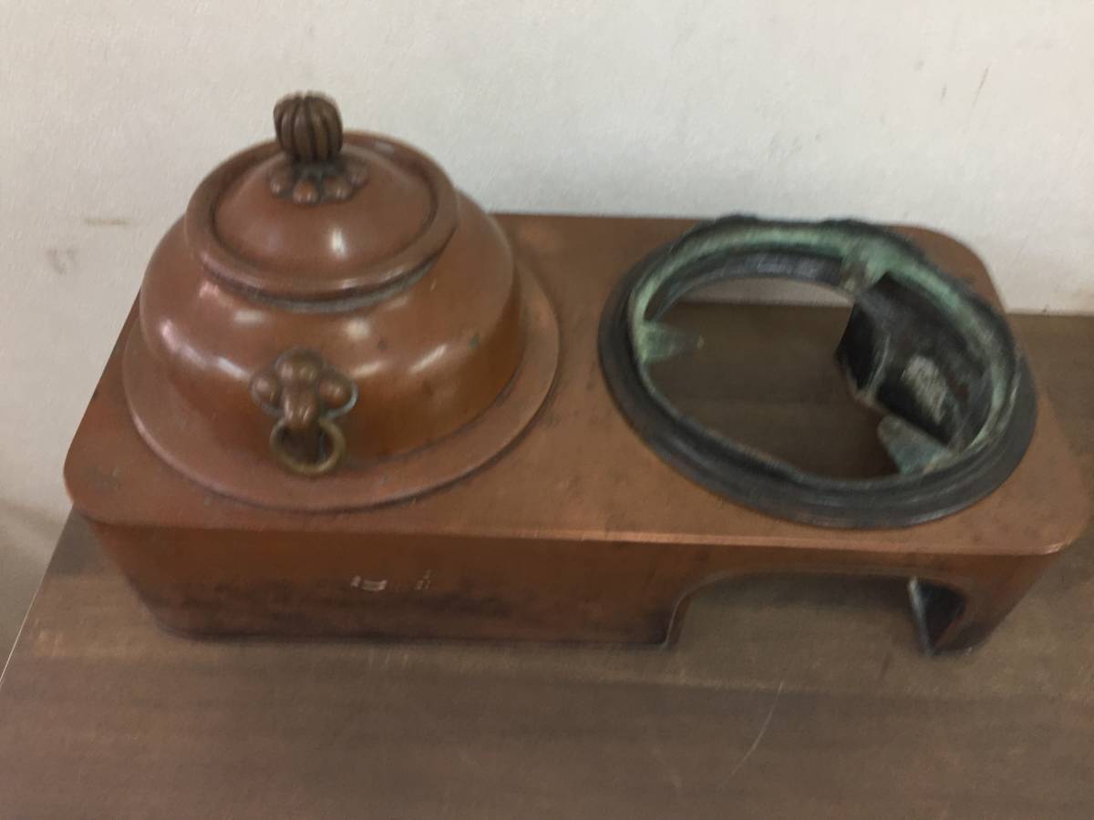 銅壺 燗銅壺 酒燗器 酒器 ちろり付 火鉢道具 囲炉裏道具 時代道具 古民具