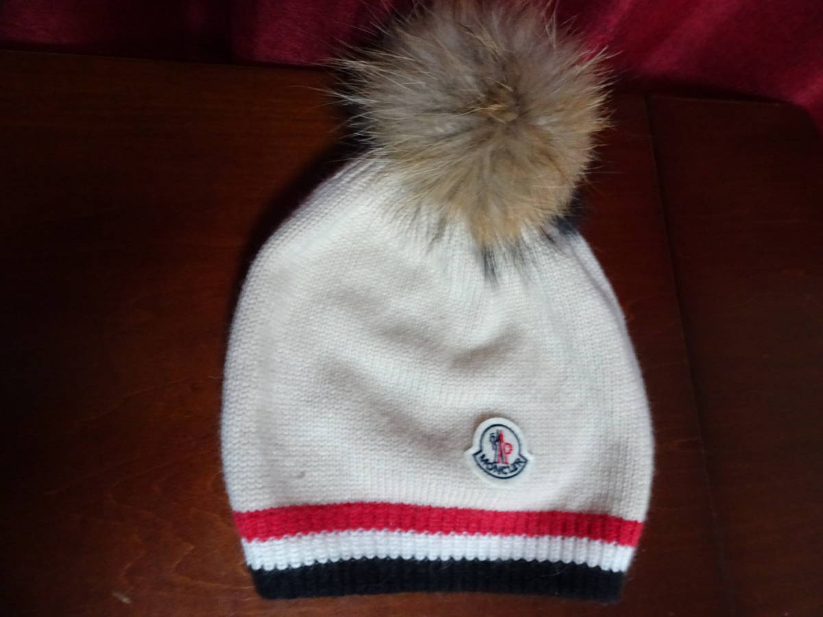 【極美品】モンクレール ニット帽 ファー ブラック ニット帽 モンクレール MONCLER BERRETTO 帽子 極美品△MONCLER