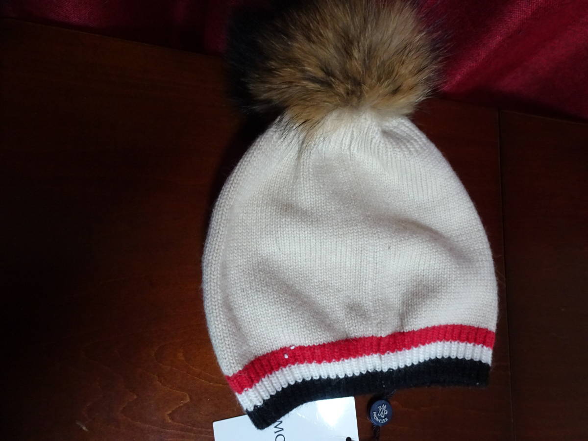 【極美品】モンクレール ニット帽 ファー ブラック ニット帽 モンクレール MONCLER BERRETTO 帽子 極美品△MONCLER